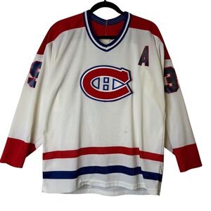 Vintage 90s Montreal Canadiens Brian Skrudland NHL Hockey Jersey Sz L CCM White